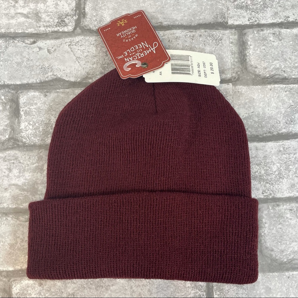 NWT American Needle beanie winter hat maroon red men’s F7
